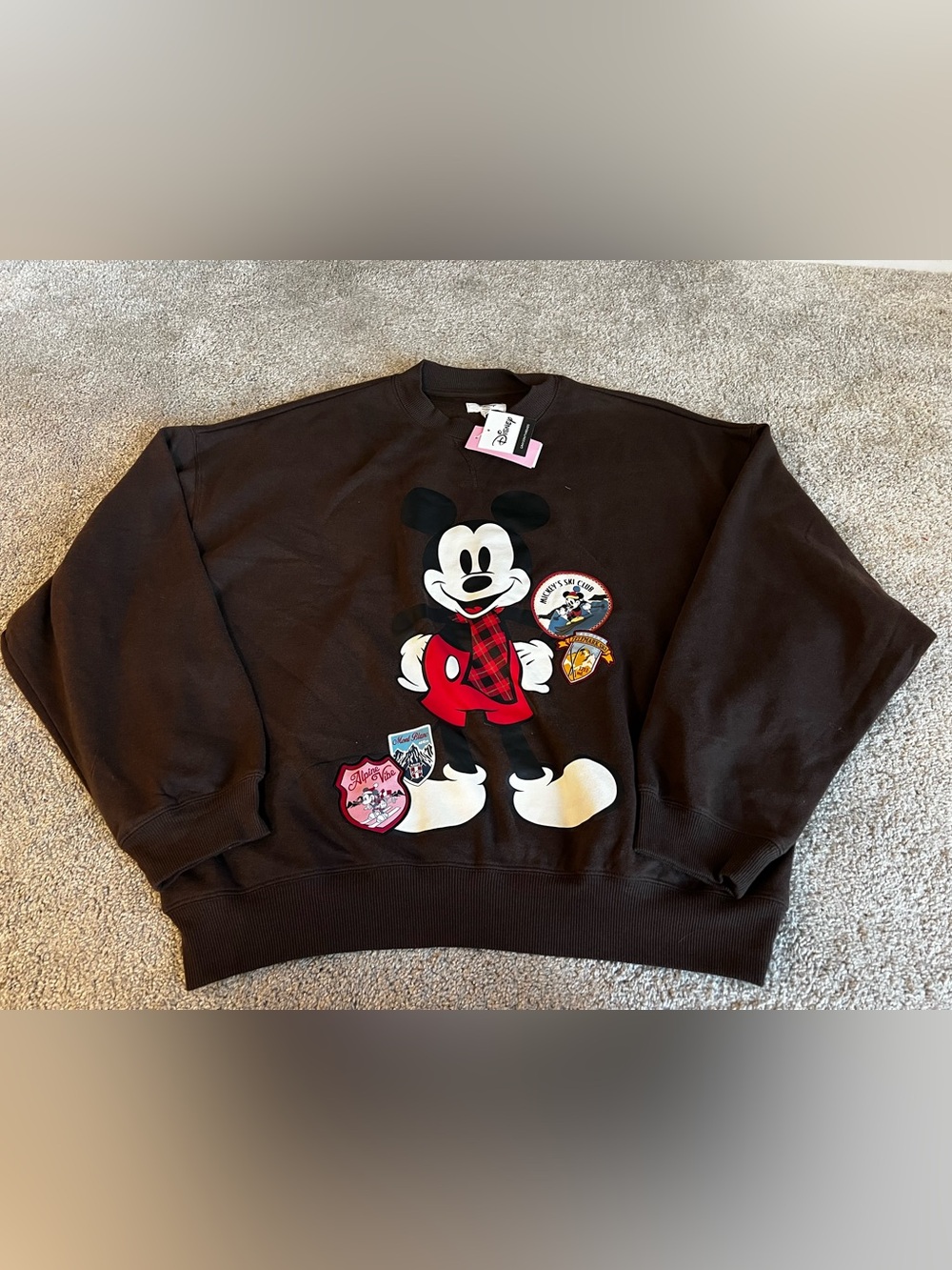 Mickey Mouse Disney Brown Crewneck Sweatshirt - Picture 1 of 6